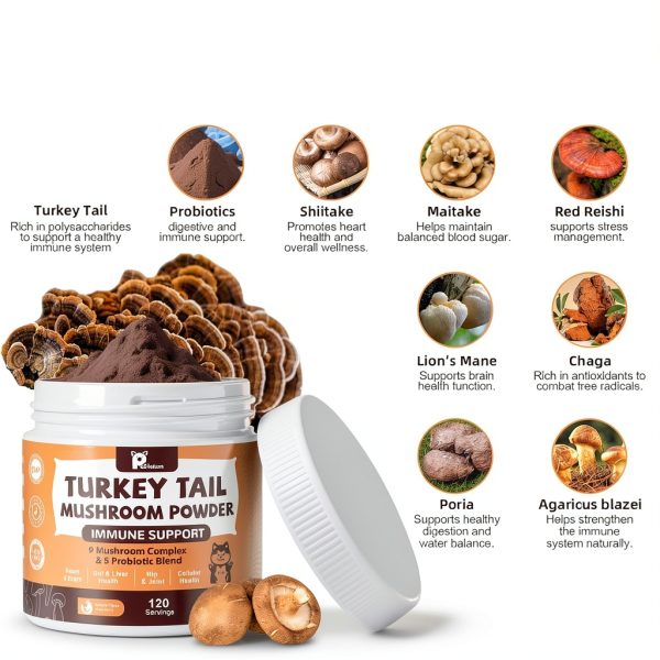 Petrivium Dog Cat Immune Support Mushroom Powder Probiotics-3