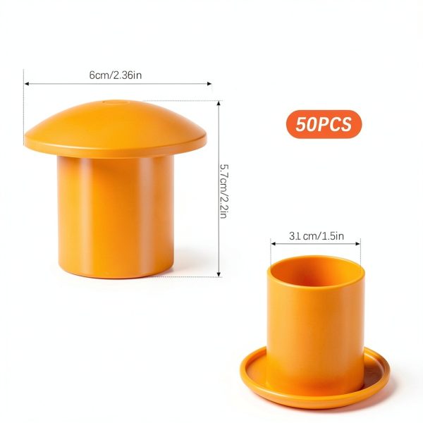 50 PCS Rebar Cap, Mushroom Rebars End Caps, Plastic Rebars Safety Cap,Construction Safety Caps, Fit for Concrete Stakes Rebar #3-#7, 3/8-1 inch, Orange-1