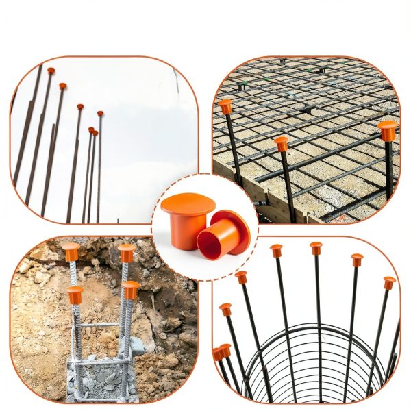 50 PCS Rebar Cap, Mushroom Rebars End Caps, Plastic Rebars Safety Cap,Construction Safety Caps, Fit for Concrete Stakes Rebar #3-#7, 3/8-1 inch, Orange-6