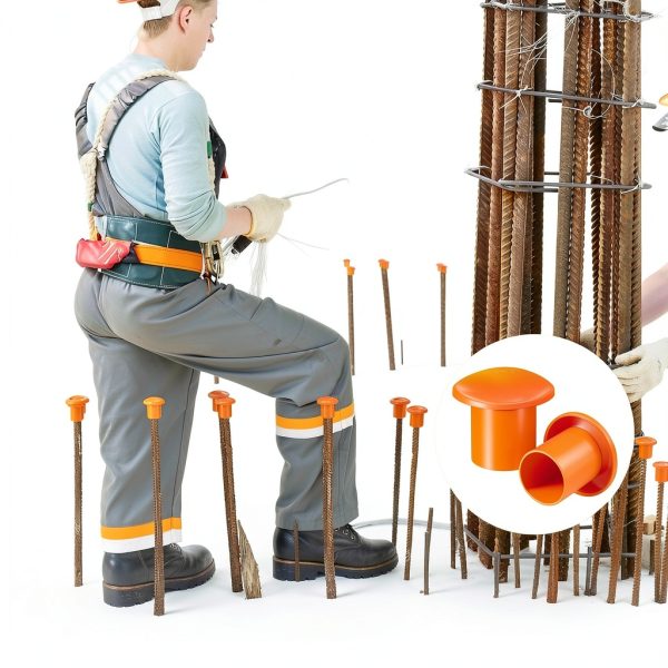 50 PCS Rebar Cap, Mushroom Rebars End Caps, Plastic Rebars Safety Cap,Construction Safety Caps, Fit for Concrete Stakes Rebar #3-#7, 3/8-1 inch, Orange-5