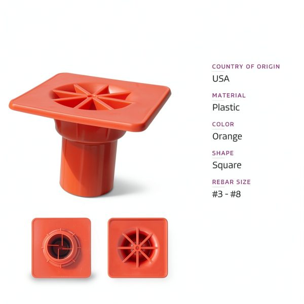 Sandbaggy OSHA Approved Rebar Safety Caps – Orange Plastic, 4x4x2.75-1